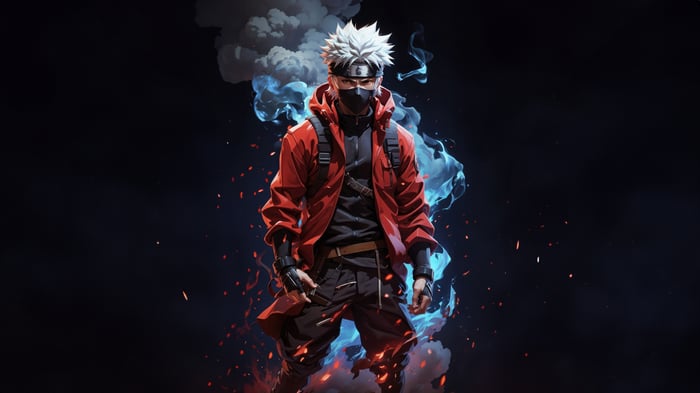 White Haired Anime Character in Red Jacket