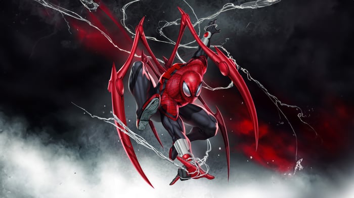 Superior Spider-Man with red mechanical wings
