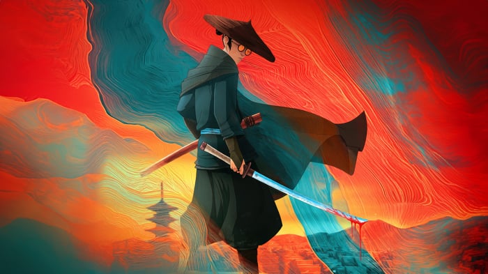 Blue Eye Samurai with Swords