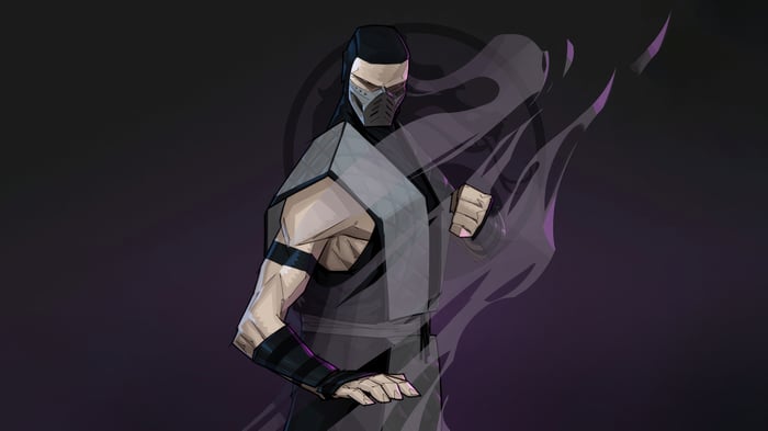 Smoke from Mortal Kombat in a fighting stance