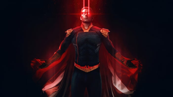 Homelander from The Boys with laser eyes