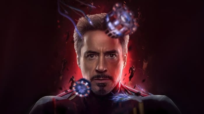 Tony Stark as Iron Man with energy orbs