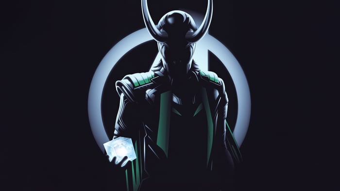 Loki holding the Tesseract with TVA logo