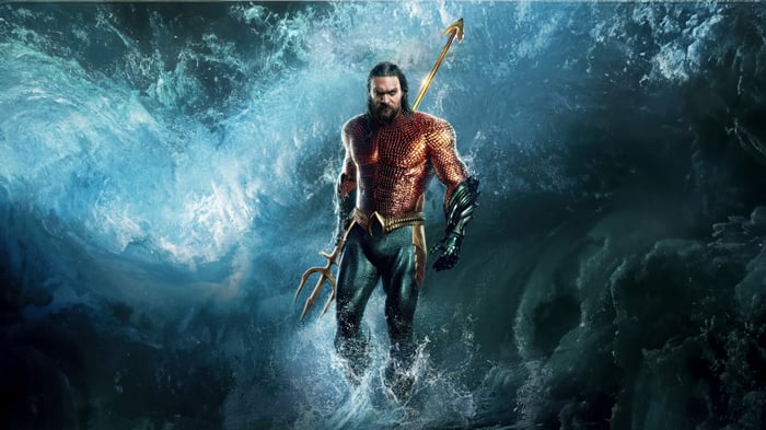 Jason Momoa as Aquaman in the ocean