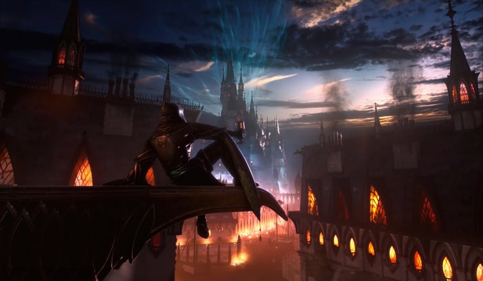 Dragon Age Dreadwolf: A figure sits overlooking a gothic city