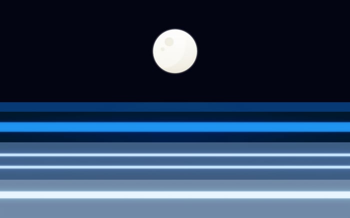Moon over abstract blue and black stripes