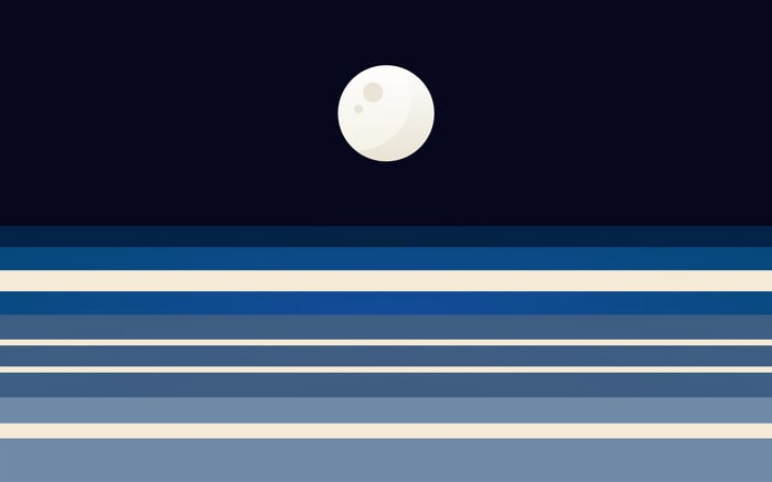 Moon over abstract ocean waves