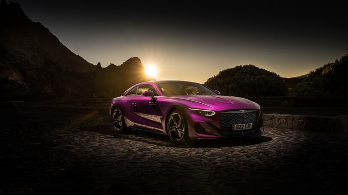 Bentley Mulliner Batur Prototype car at sunset