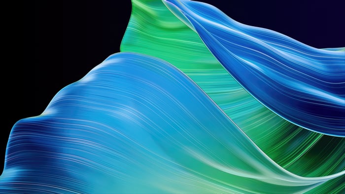Oppo Dark abstract blue and green waves