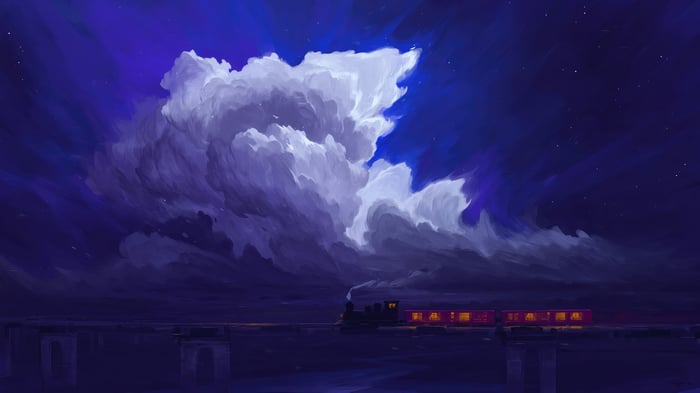 Minimal Train in Night's Embrace