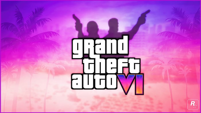 Grand Theft Auto VI Logo with Silhouettes