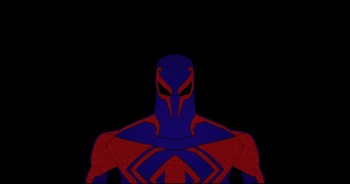 Spider-Man 2099 in a blue and red suit