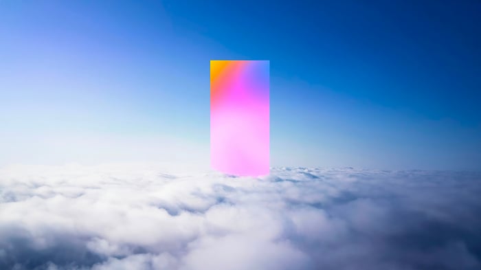 Rectangular portal above clouds