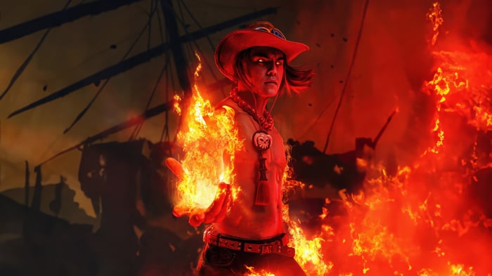 Portgas D. Ace engulfed in flames