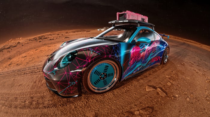 Porsche 911 GT3 on a Mars-like surface