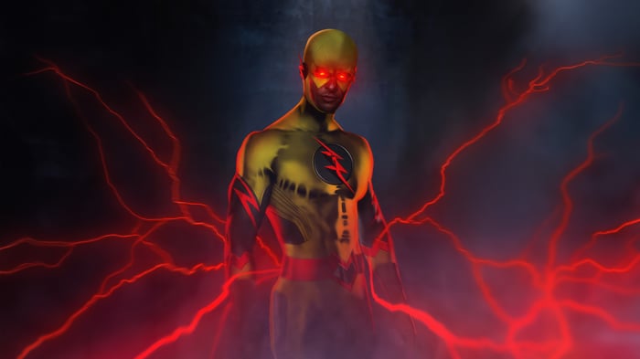 Reverse Flash with red lightning