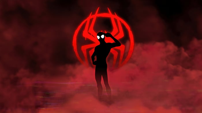Miles Morales Silhouette with Spider Logo