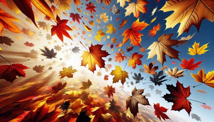Falling Autumn Leaves in the Sky