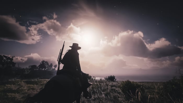 Red Dead Redemption silhouette of a cowboy on horseback