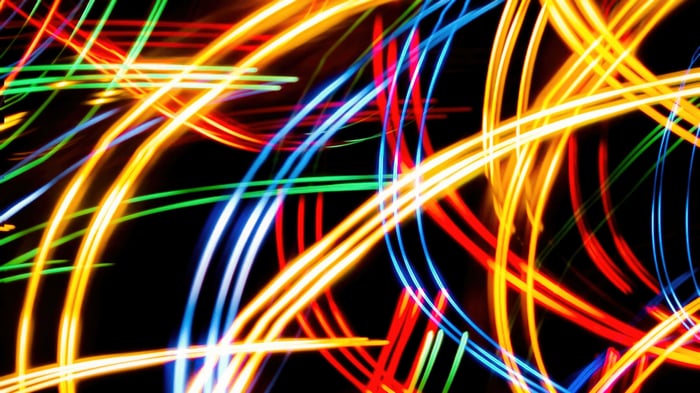Abstract light trails in various colors