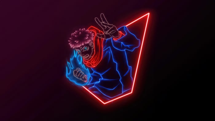 Yuji Itadori with Neon Outline