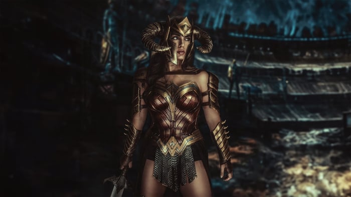 Wonder Woman Cosplay with Horned Helmet