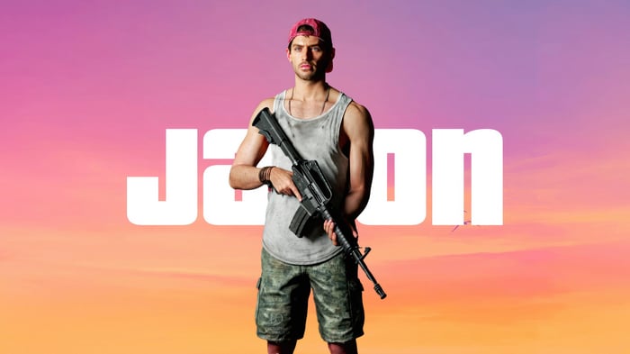 Jason from GTA 6 holding a rifle