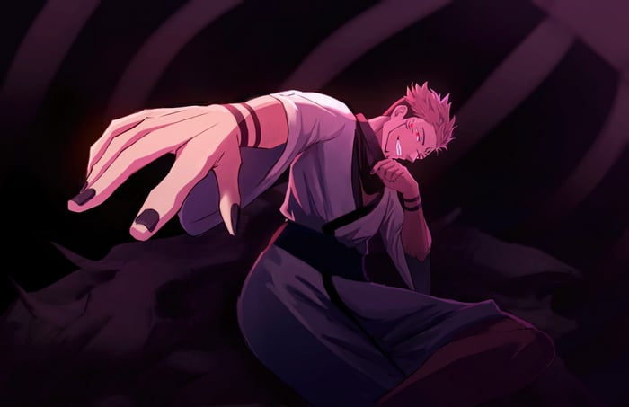 Ryomen Sukuna reaching out with a sinister grin