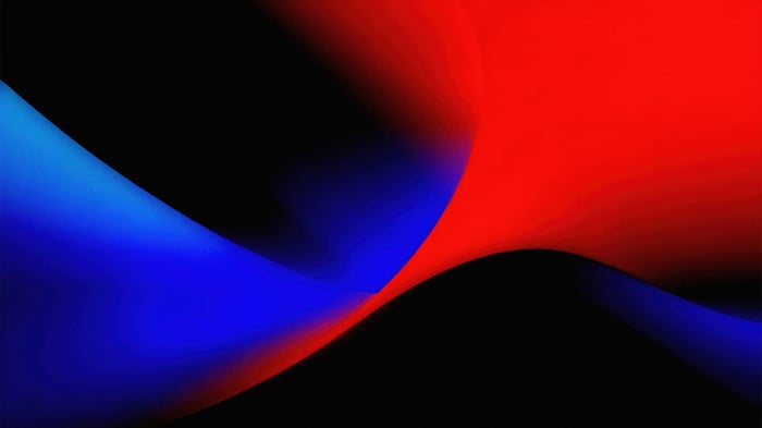 Abstract dark red and blue flowing shapes