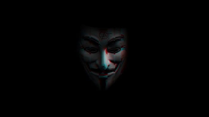 Anonymous mask with glitch effect