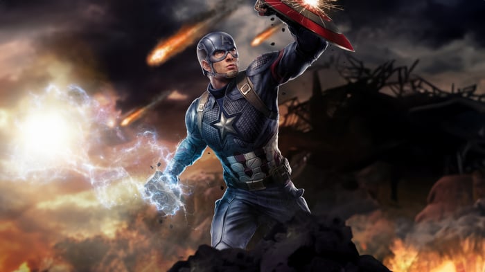 Captain America in a Battle Scene