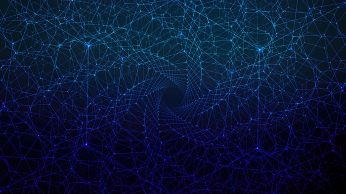 Abstract blue and purple network pattern