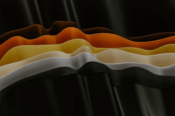 Abstract wavy layers of color