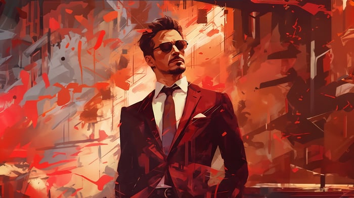Iron Man in a Red Suit with Sunglasses