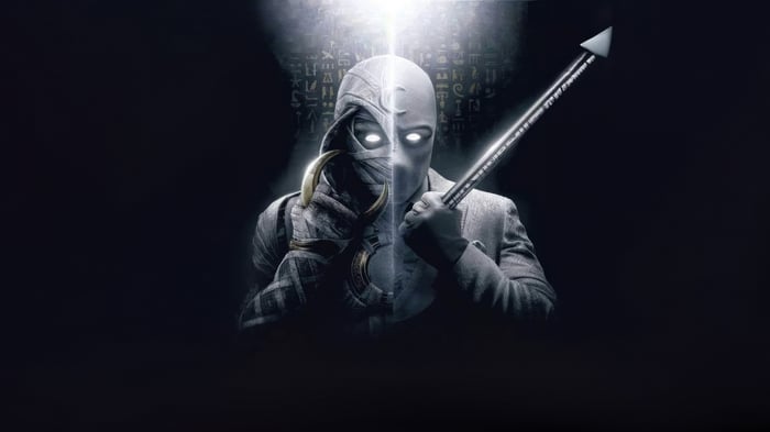 Moon Knight illustration with Egyptian hieroglyphs