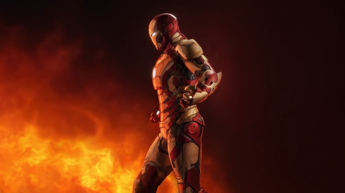 Iron Man in Ingenious Armor with Fire