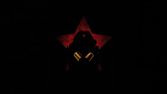 Wonder Woman Silhouette with Red Star