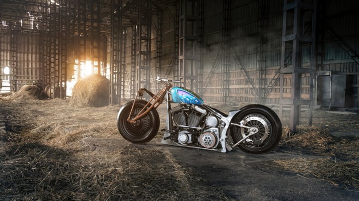 Killer Custom motorcycle in a barn