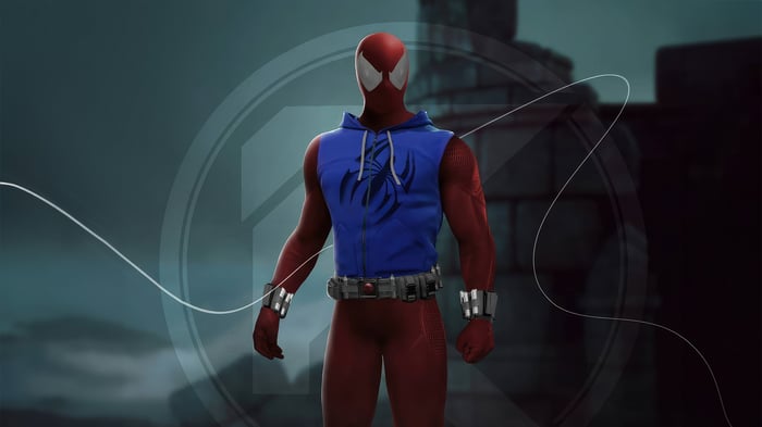 Ben Reilly Spider-Man in a blue hoodie