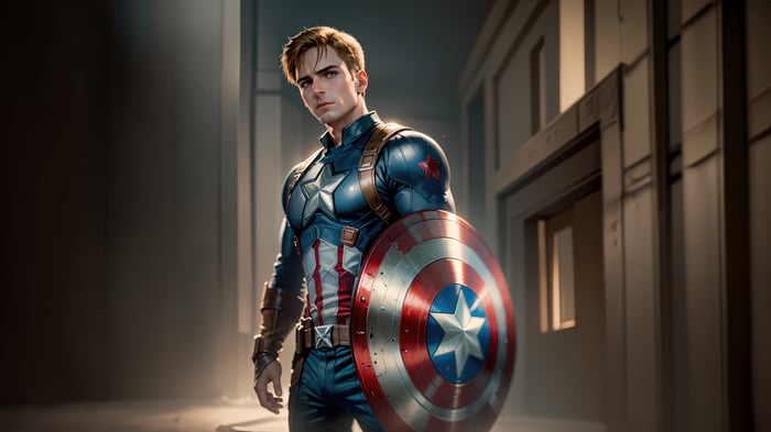 Captain America holding his shield