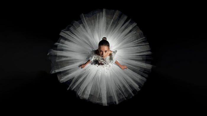 Abigail in a white tutu