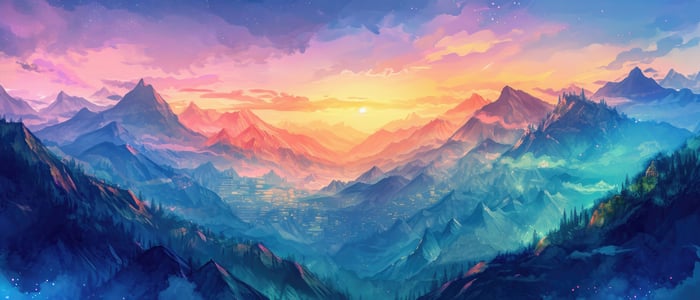 Beautiful Landscape Journey Through Mountains at Sunset