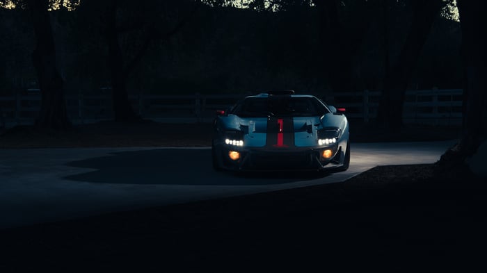 Ford GT40 race car at night
