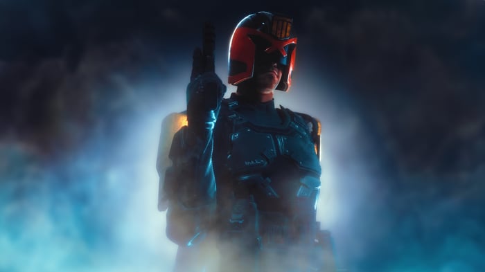 Judge Dredd in Cyberpunk 2077 style