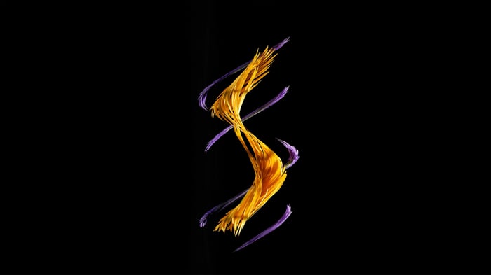 Abstract Yellow and Purple Swirls on Black