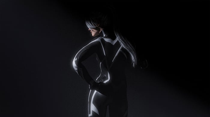 Felicia Hardy Black Cat in a dark environment