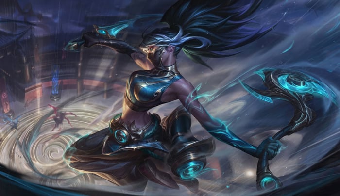 Akali from League of Legends in battle
