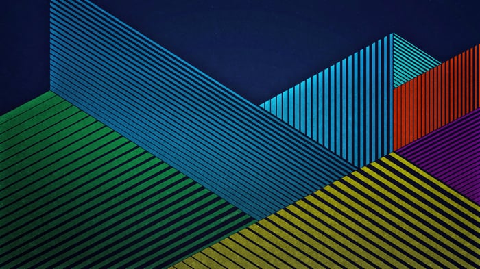 Abstract geometric shapes with colorful lines