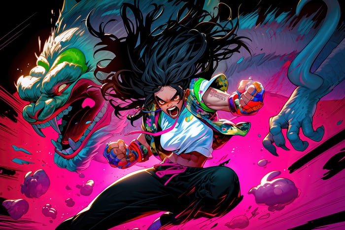 The Fighter Girl vs. a Monster