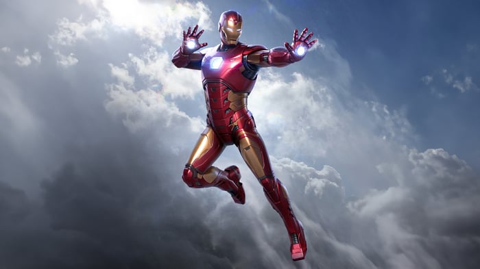 Iron Man Flying Through Clouds